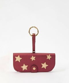 Glasses Case with Bag Holder - Dark Red With Golden Stars & hook in gold