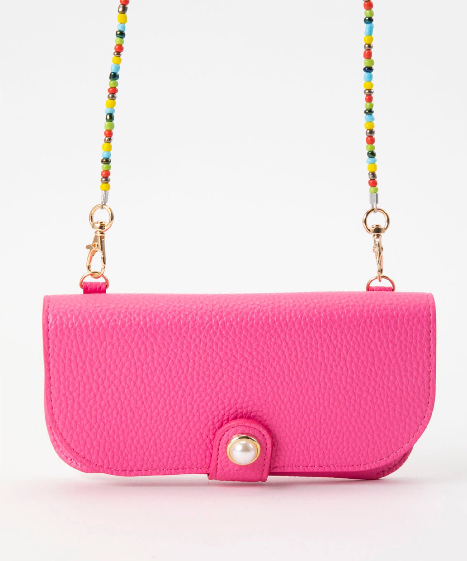 Glasses Case with Bag Holder - Classic Pink with Colorful Glass Pearls