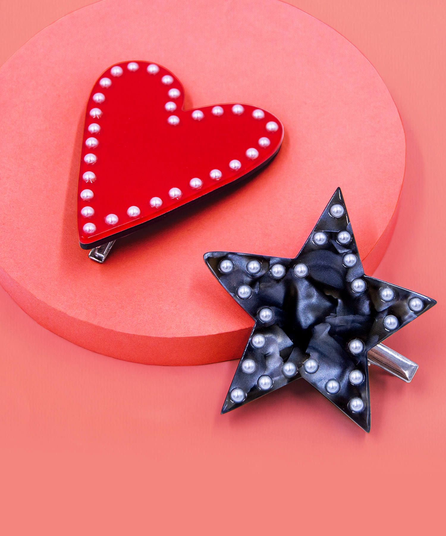 Medium Hair Clip Set - Star & Heart