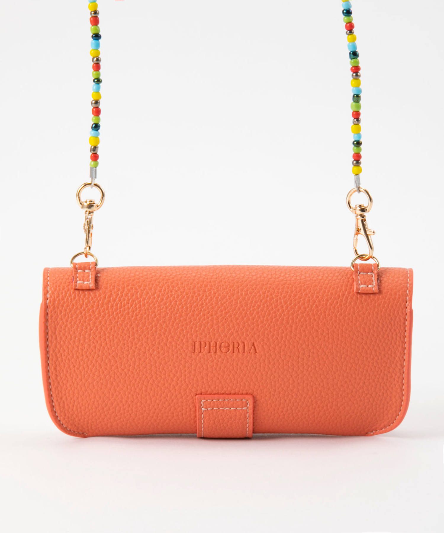 Glasses Case with Bag Holder - Classic Coral with Colorful Glass Pearls