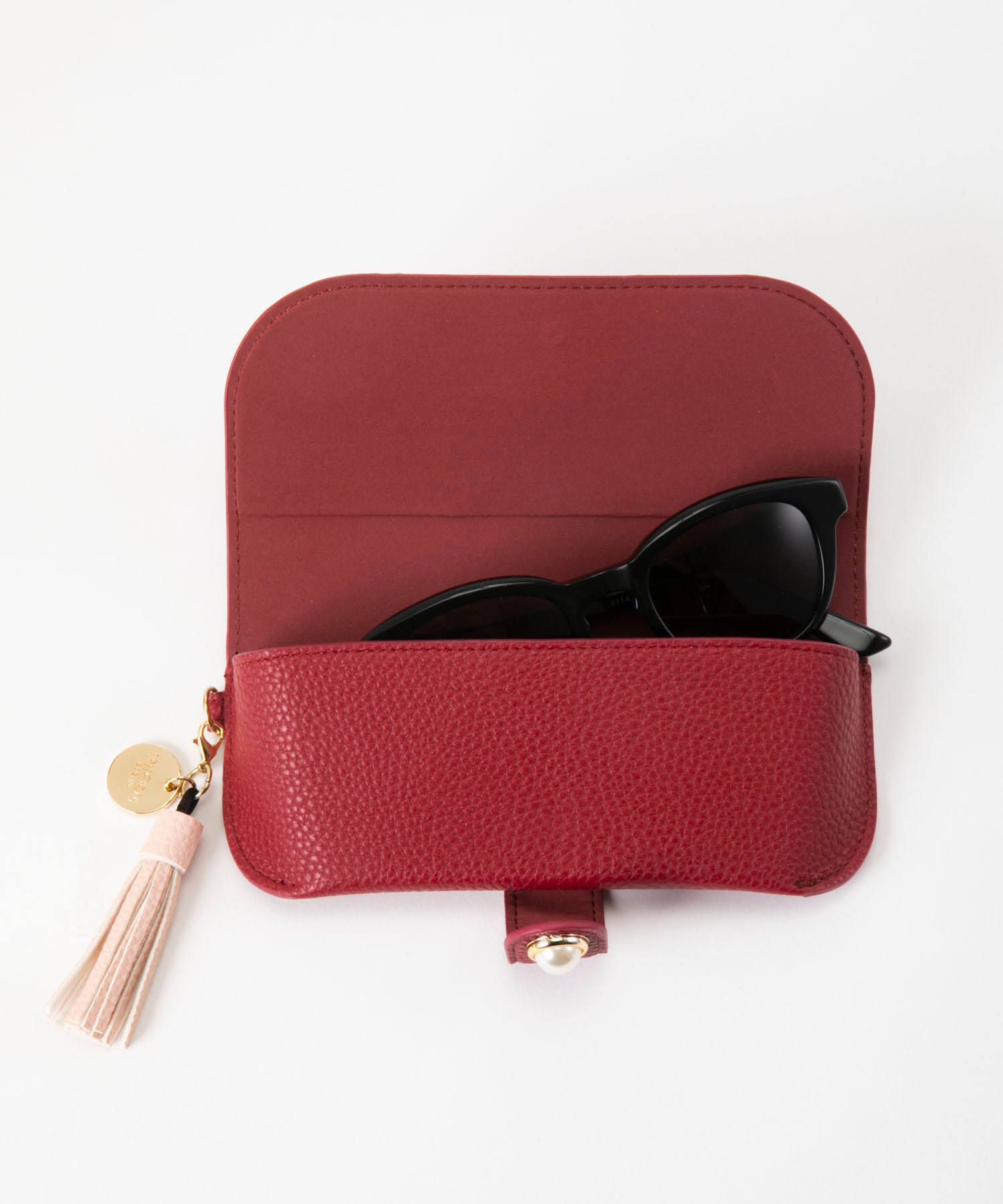 Glasses Case with Bag Holder - Dark Red & Hook in Gold