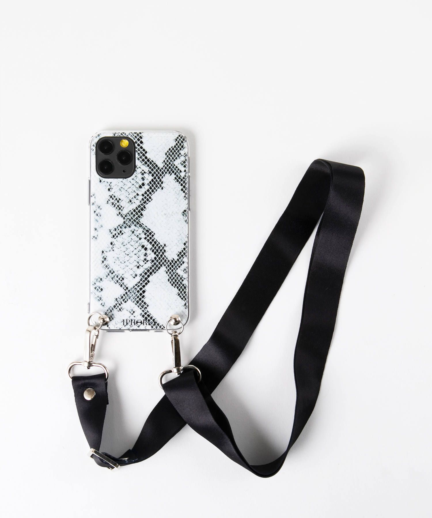Necklace Case for Apple iPhone 11 Pro with Black Strap - B&W Snake