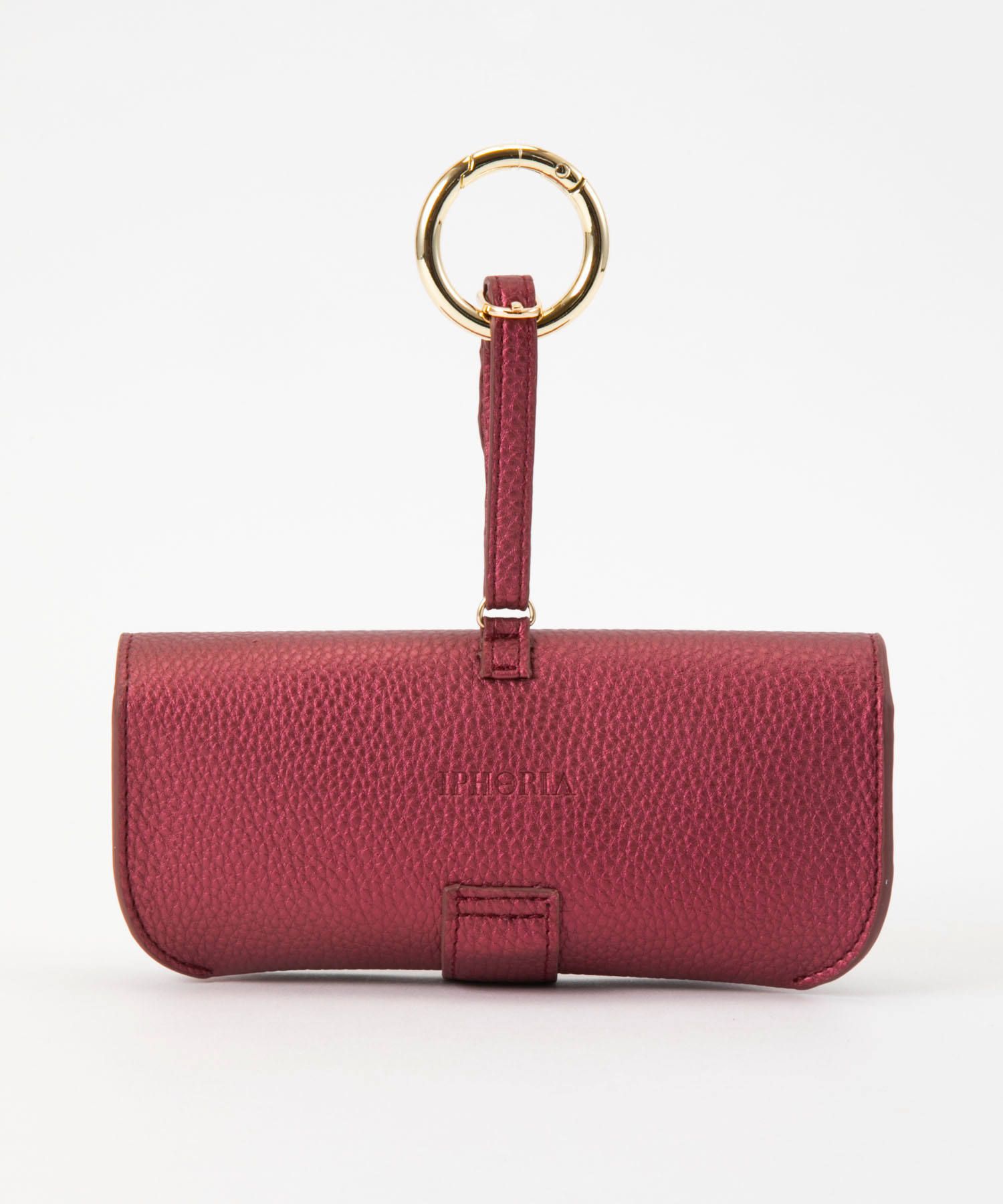 Glasses Case with Bag Holder - Dark Red With Golden Stars & hook in gold