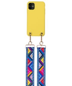 Necklace Case for Apple iPhone 12 mini - Soft Touch Yellow with Ethno Strap