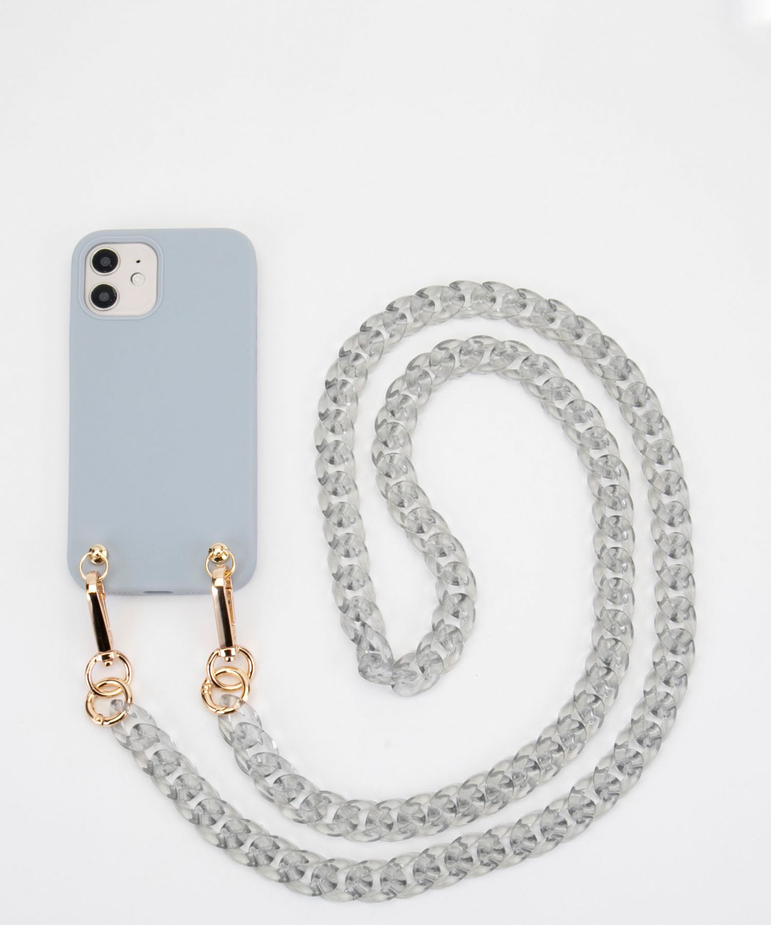 Necklace Case for Apple iPhone 12/12 Pro - Soft Touch Grey with clear Chain