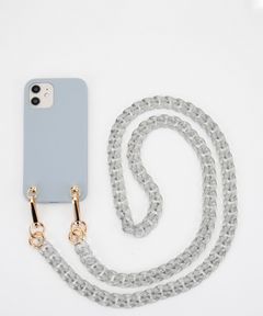 Necklace Case for Apple iPhone 12/12 Pro - Soft Touch Grey with clear Chain