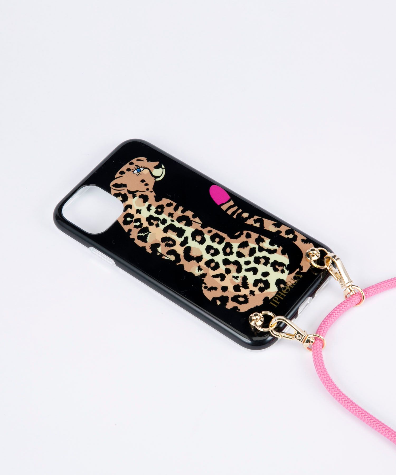 Necklace Case for Apple iPhone 11 - Leopard Lady Black