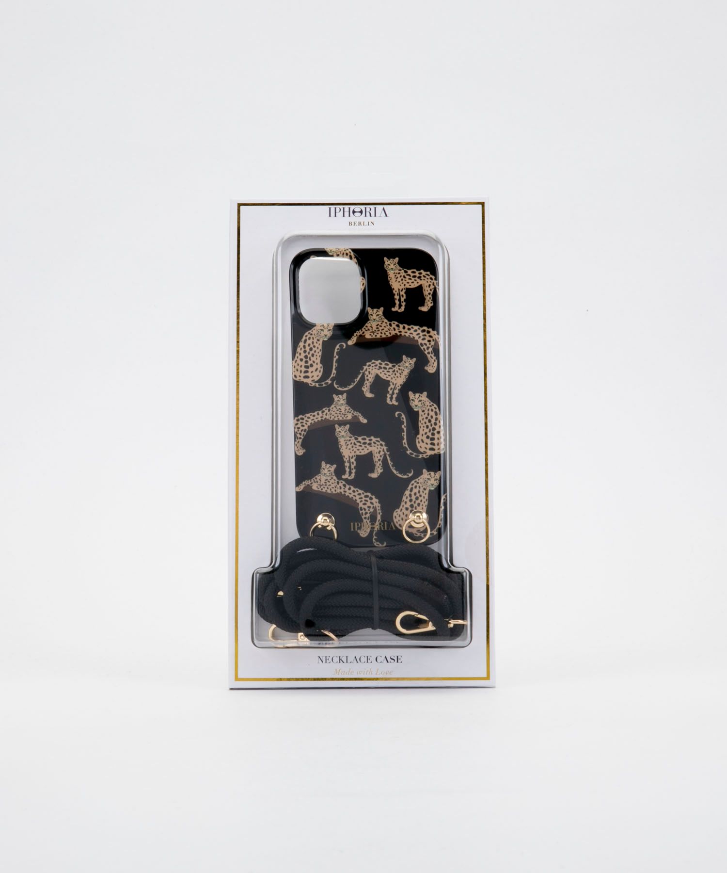 Necklace Case for Apple iPhone 12 Pro Max - Leopard Mosaic Black