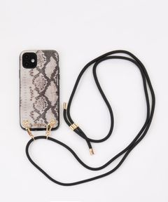 Necklace Case for Apple iPhone 11 with Black Cord - Natural Snake (nude)