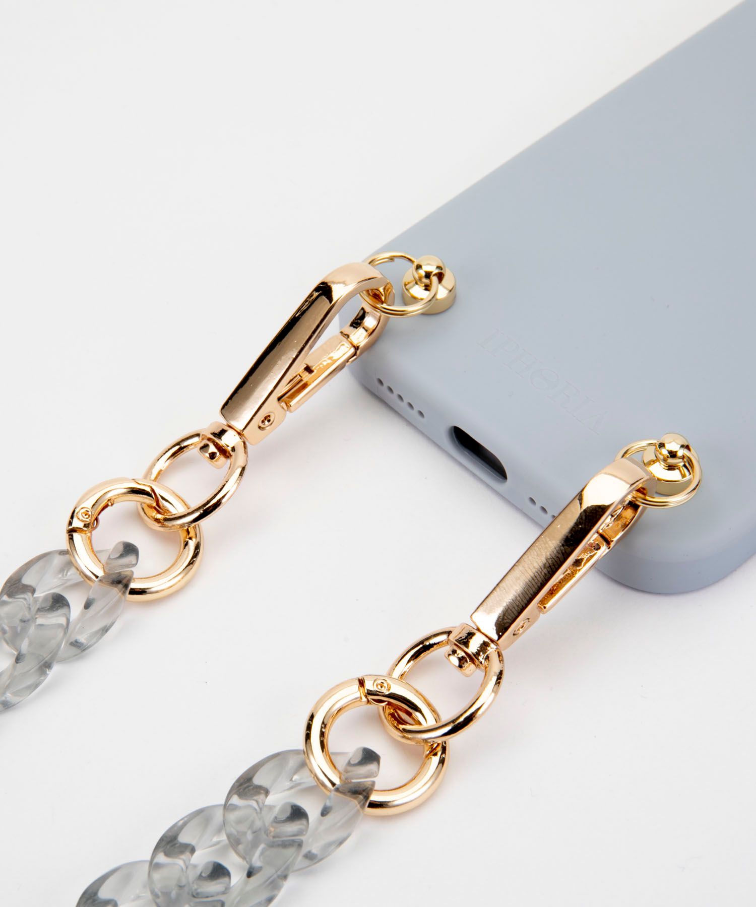 Necklace Case for Apple iPhone 12/12 Pro - Soft Touch Grey with clear Chain