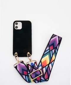 Necklace Case for Apple iPhone 12/12 Pro - Soft Touch Black with Ethno Strap
