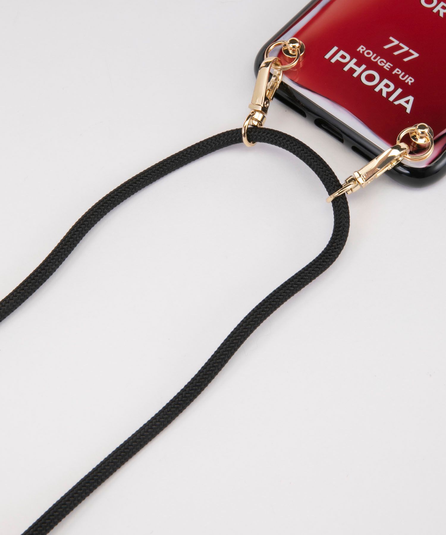 Necklace Case for Apple iPhone 11 ProMax with Black Cord - Couleur Au Portable Vernis Rouge Pur