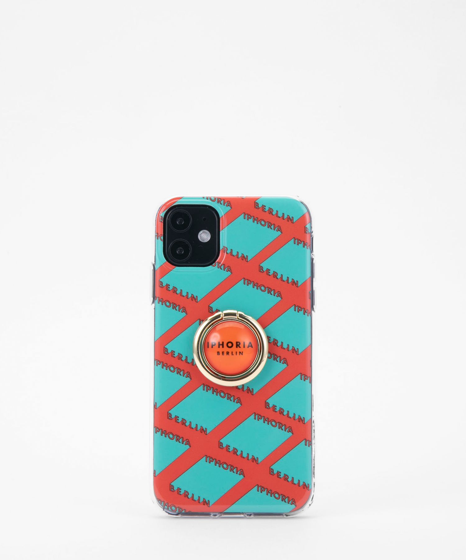 Case for Apple iPhone 11 - Gold Ring Illusion Pattern Orange & Mint