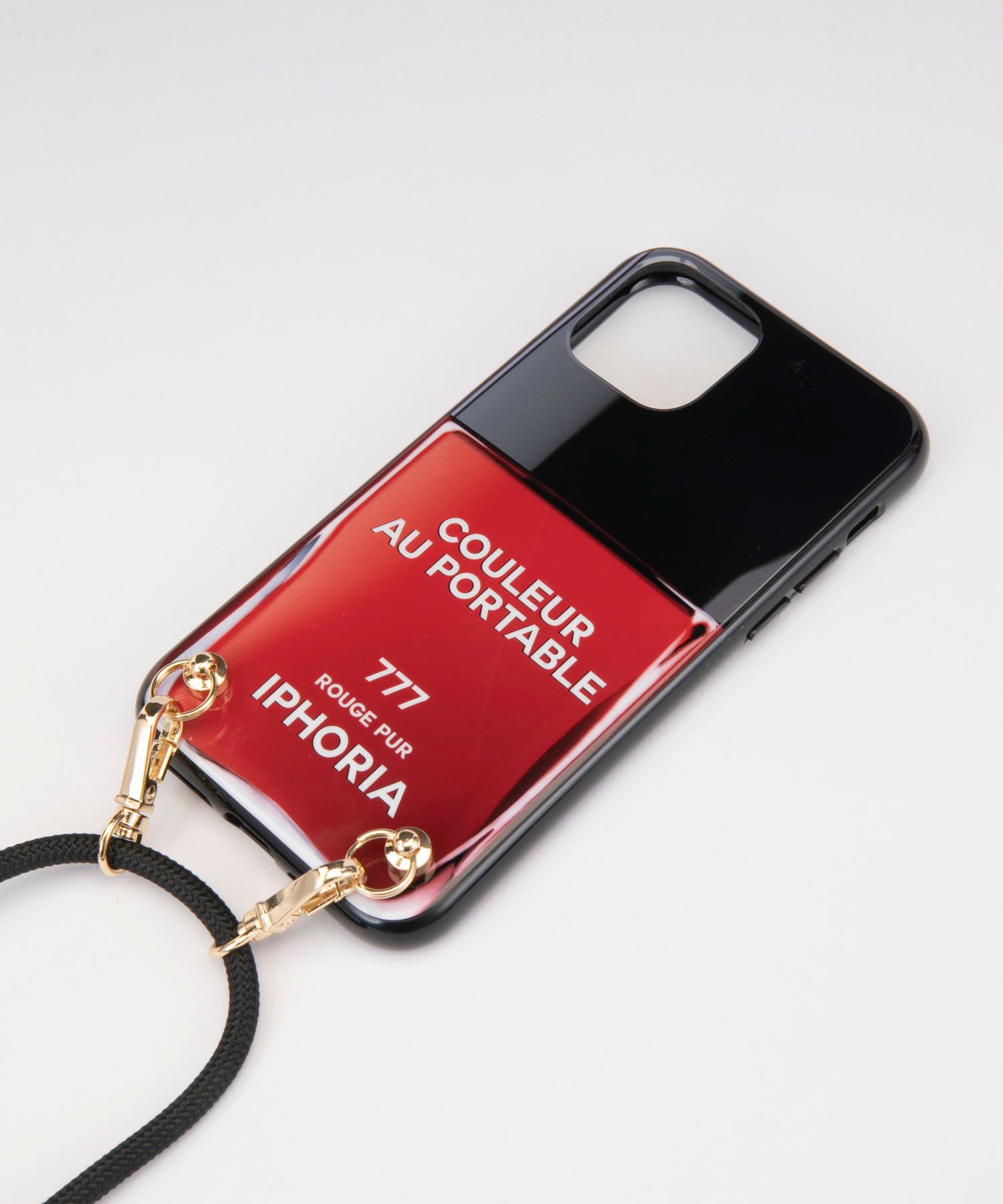 Necklace Case for Apple iPhone 11 Pro with Black Cord - Couleur Au Portable Vernis Rouge Pur