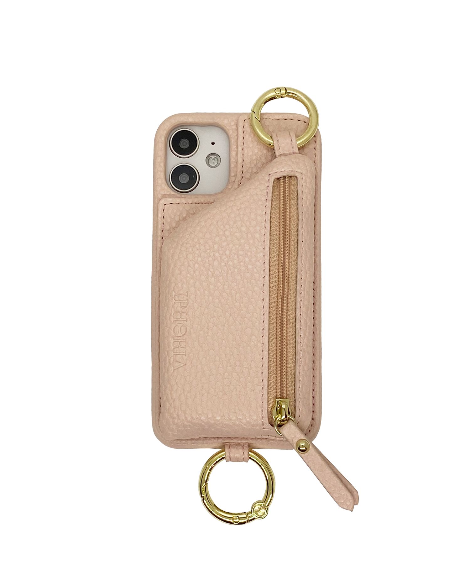 Necklace Case for Apple iPhone 12 mini - Nude With Multi-Strap + Zip Pocket