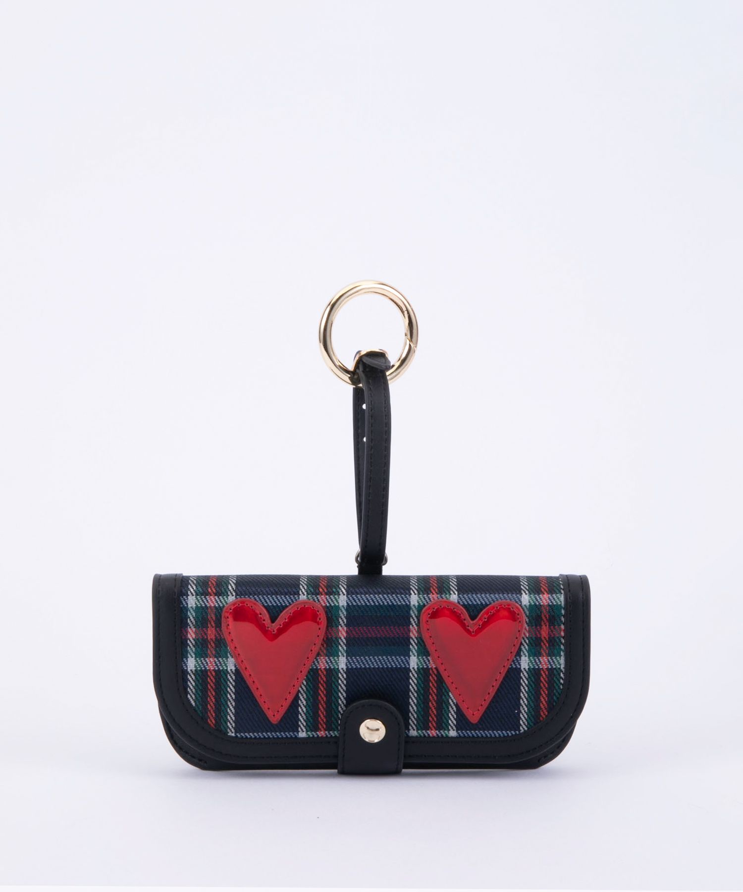 Glasses Case with Bag Holder - checkered with patent Hearts