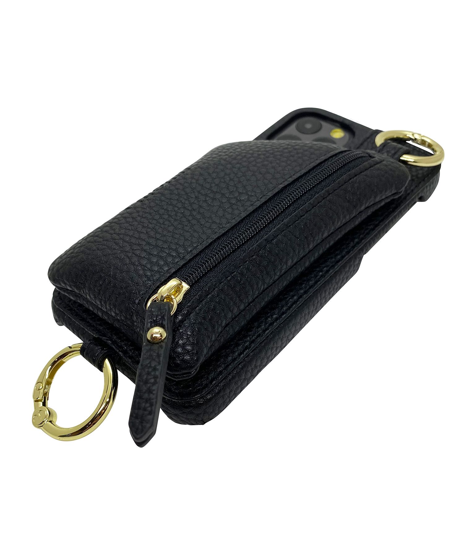 Necklace Case for Apple iPhone 12/12 Pro - Black With Multi-Strap + Zip Pocket