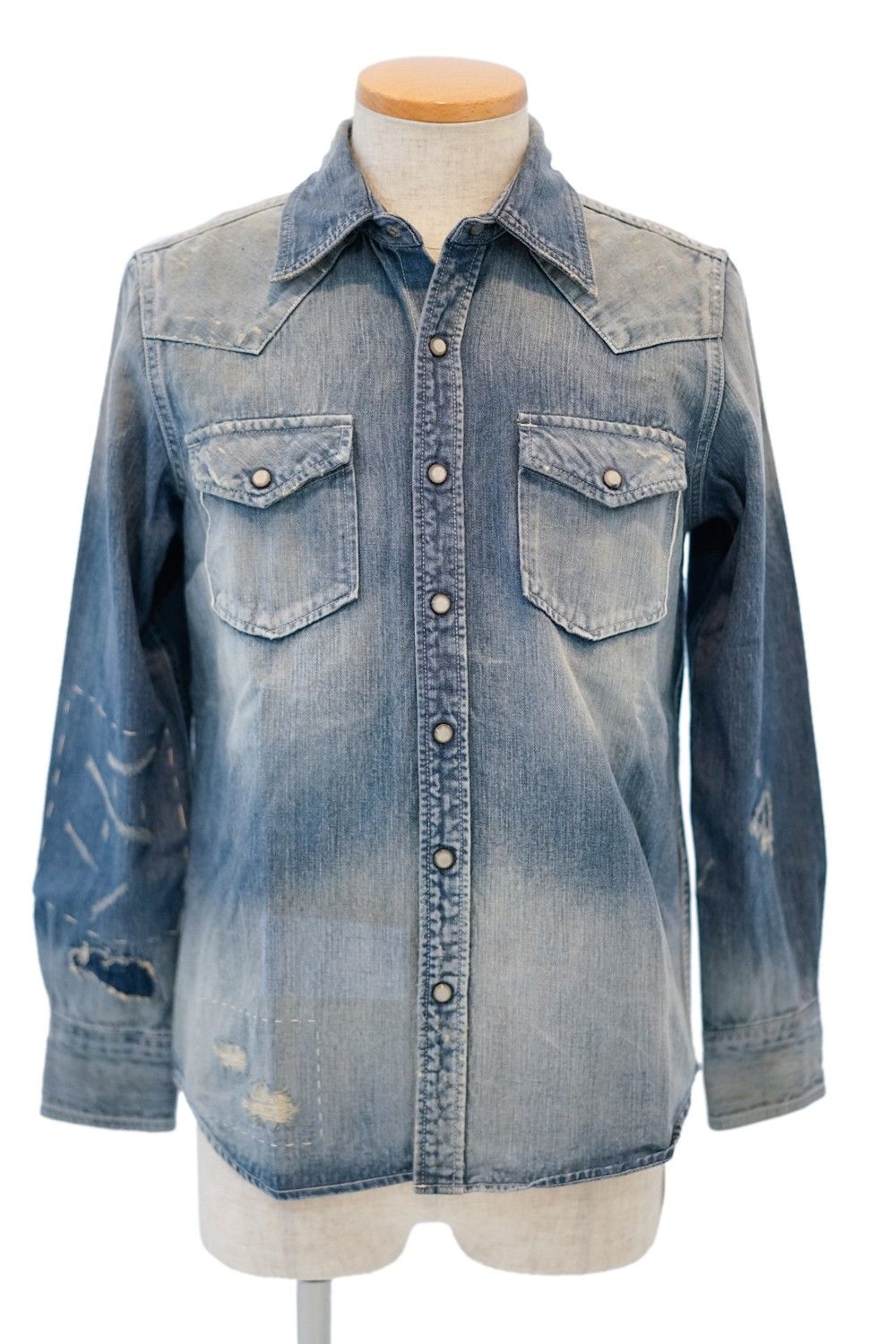 TMT - CRUSH BLEACH DENIM SHIRT(HQ) | Ivory