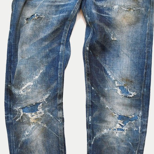 Marbles - 【即日発送可能!】DISTORTED CRUSH REPAIR DENIM PANTS #TAPERED | Ivory