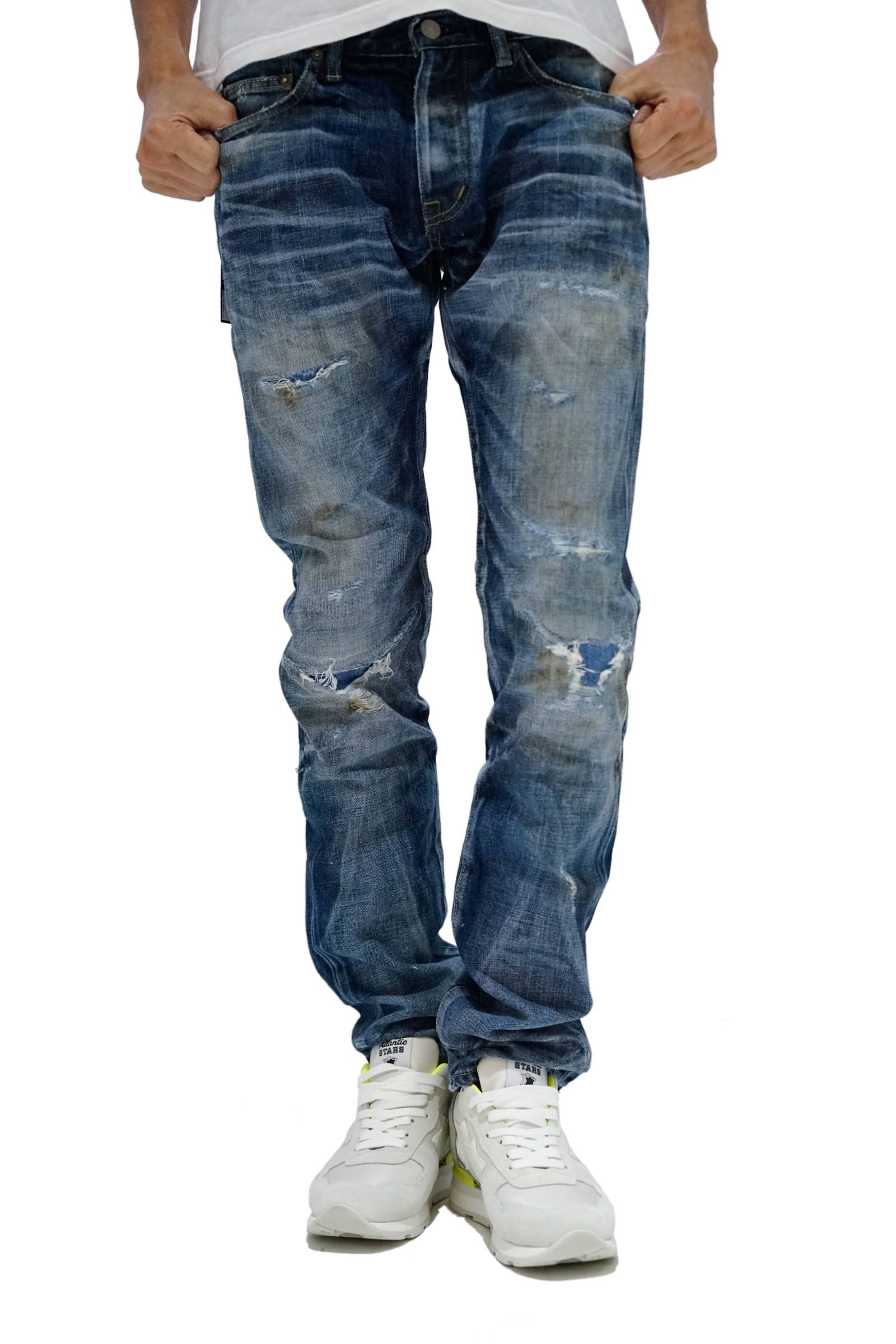 Marbles - 【即日発送可能!】DISTORTED CRUSH REPAIR DENIM PANTS #TAPERED | Ivory