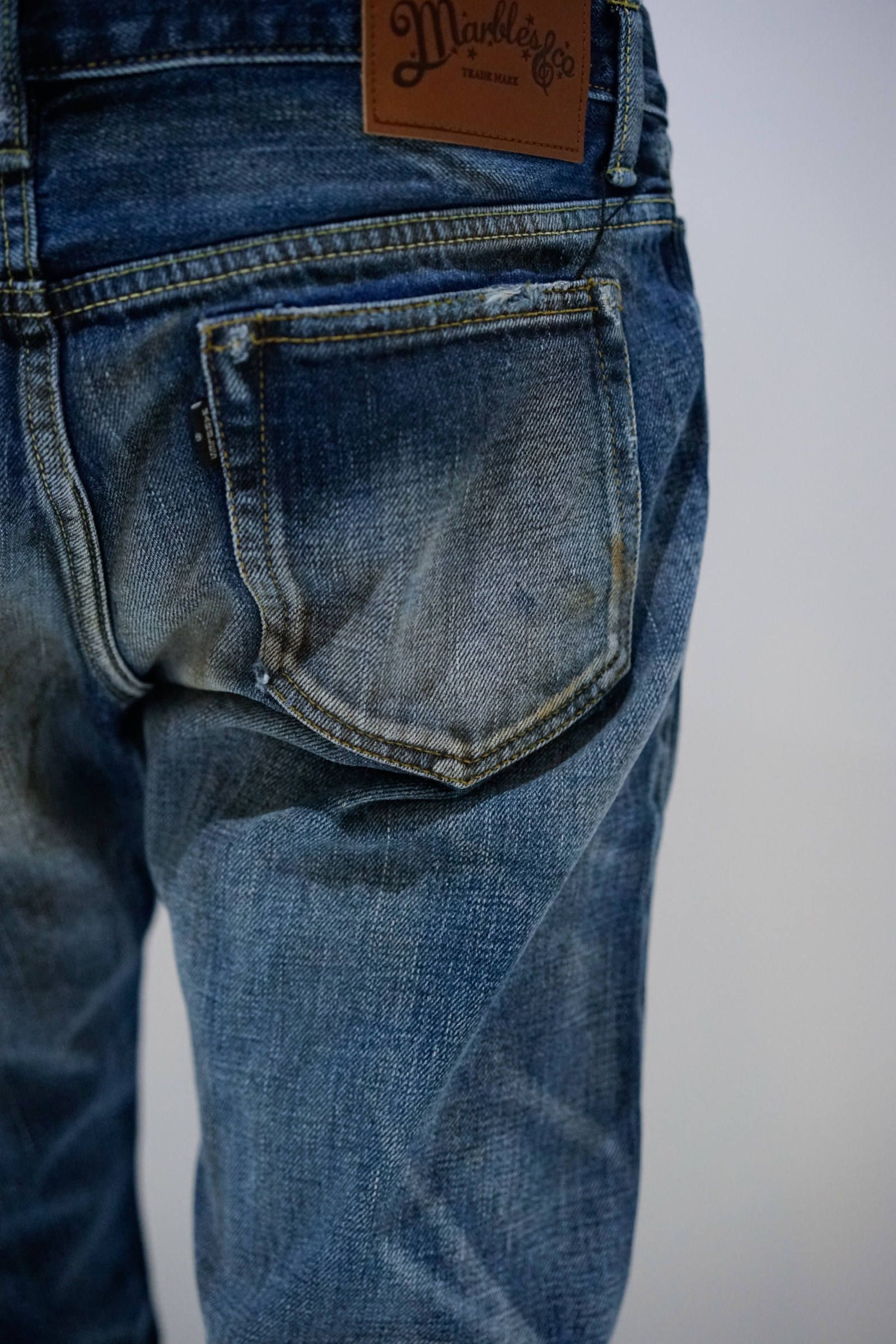 Marbles - 【即日発送可能!】DISTORTED CRUSH REPAIR DENIM PANTS #TAPERED | Ivory