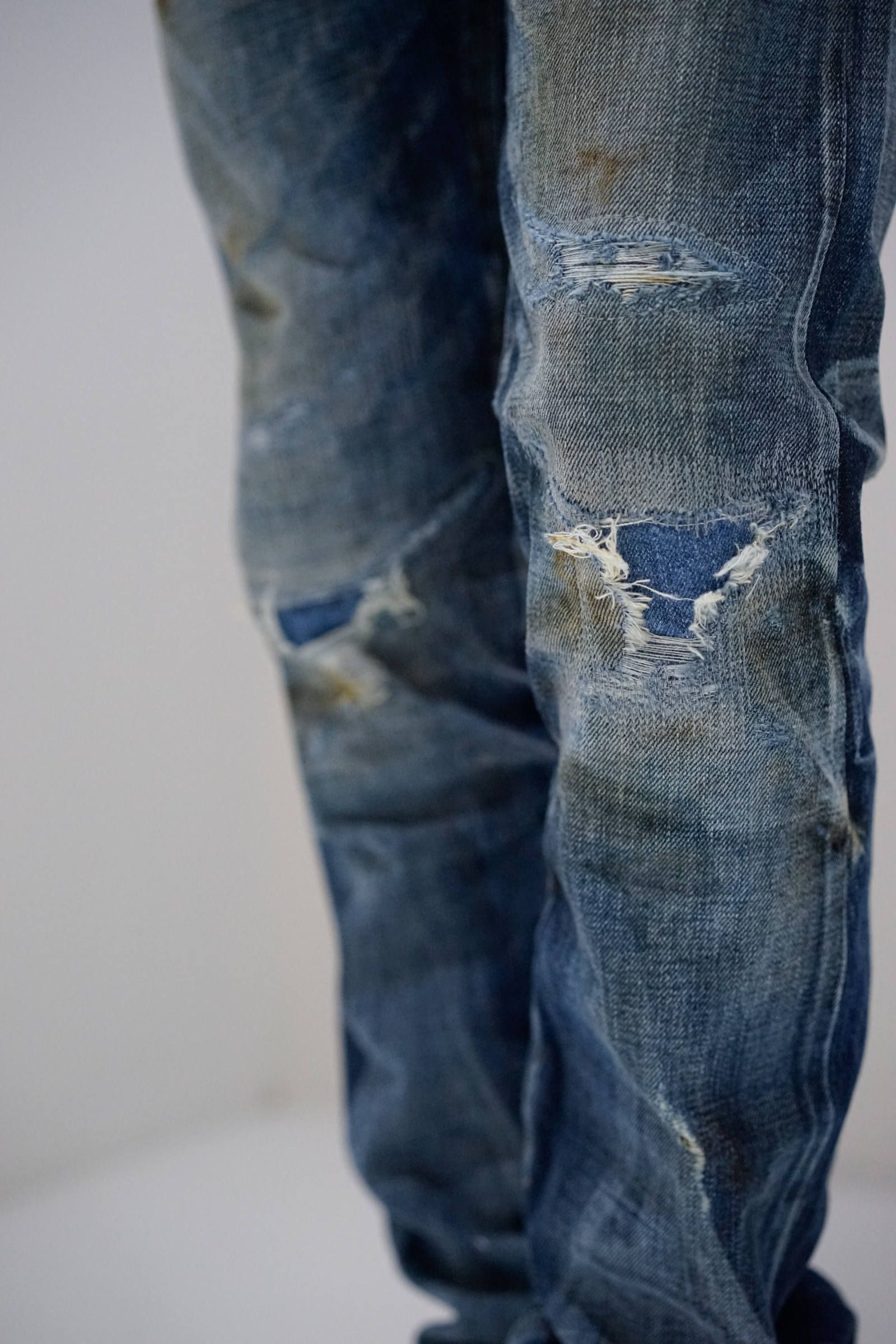 Marbles - 【即日発送可能!】DISTORTED CRUSH REPAIR DENIM PANTS #TAPERED | Ivory