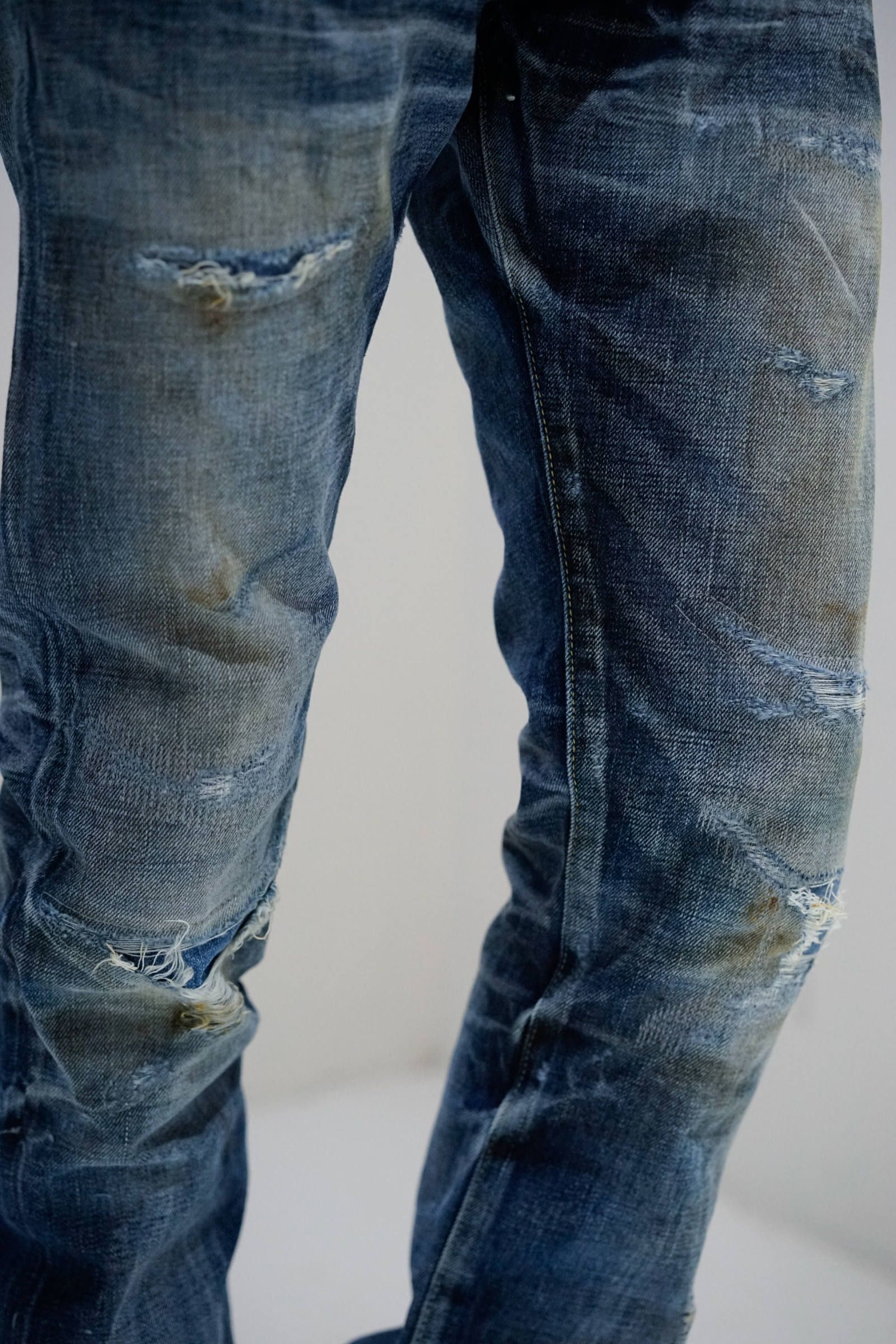 Marbles - 【即日発送可能!】DISTORTED CRUSH REPAIR DENIM PANTS #TAPERED | Ivory