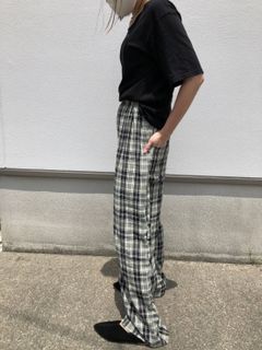 チェック柄ワイドパンツ