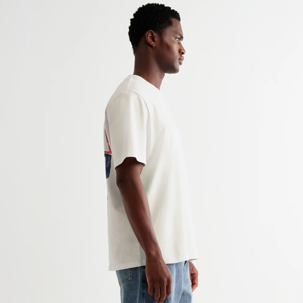 Wax London / Dean - Off White Painted Badge T-Shirt / SS26-TEE-DEA-CEE-OFW