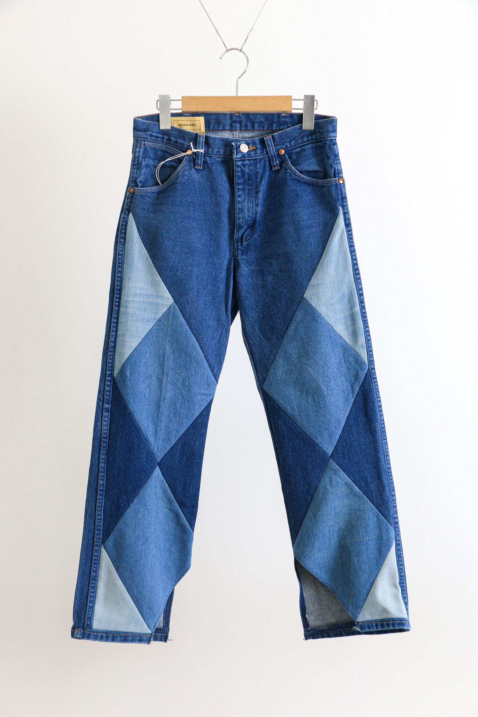 SEVEN BY SEVEN - REWORK DENIM PANTS - Diamond Pattern - Sサイズ