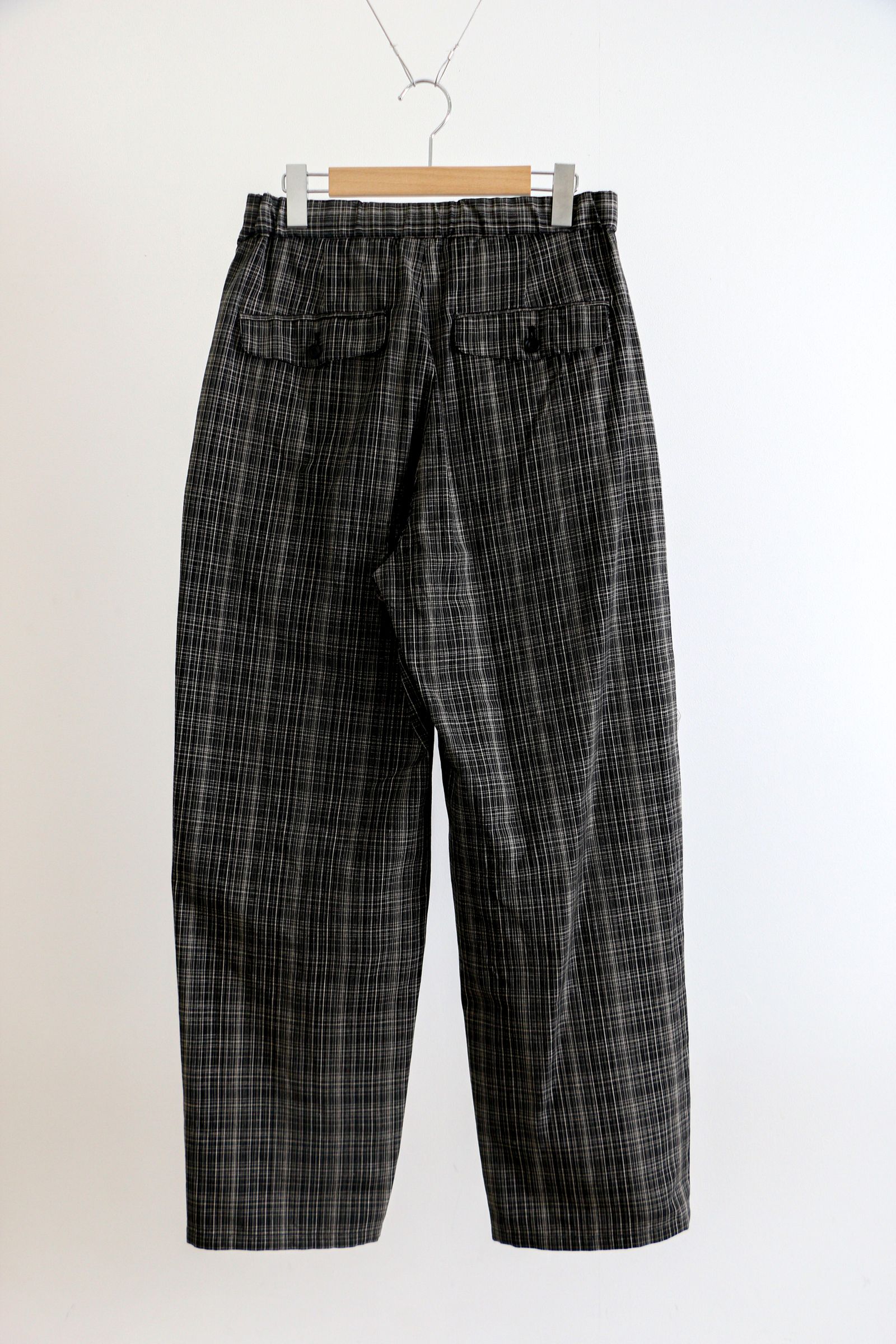 ULTERIOR - C/L OX CHECK EASY SLACKS Black beige / コットンリネン