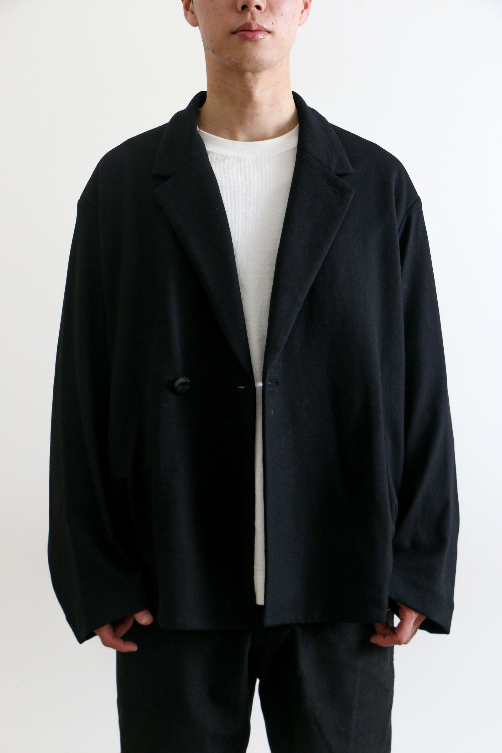 High Gauge Milled Wool Double Jacket BLACK / ウール / ジャケット / ブラック - S