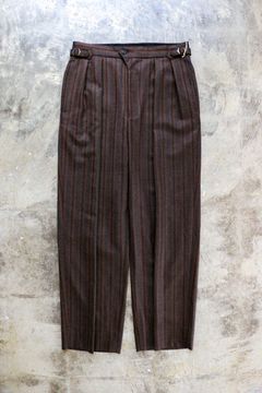 ULTERIOR - STRIPE FLANNEL WIDE TROUSER Brown Stripe | koko