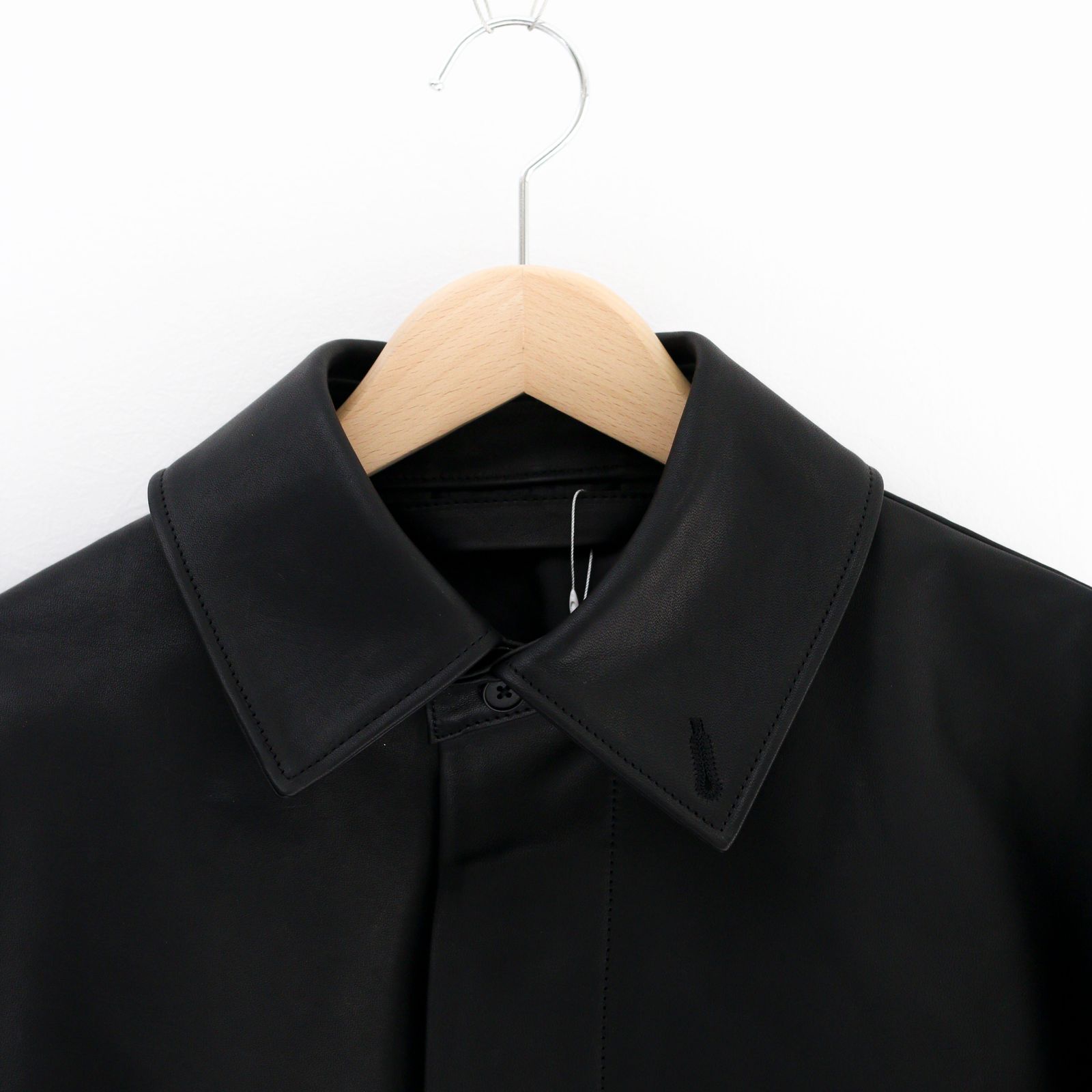 Blanc YM - Leather Wide Elbow Coat Black / レザージャケット