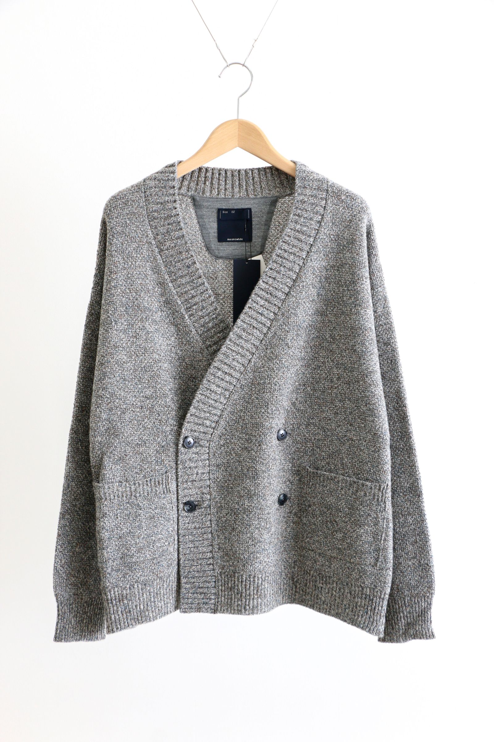 meanswhile - DOUBLE KNIT CARDIGAN Blue Grey | koko
