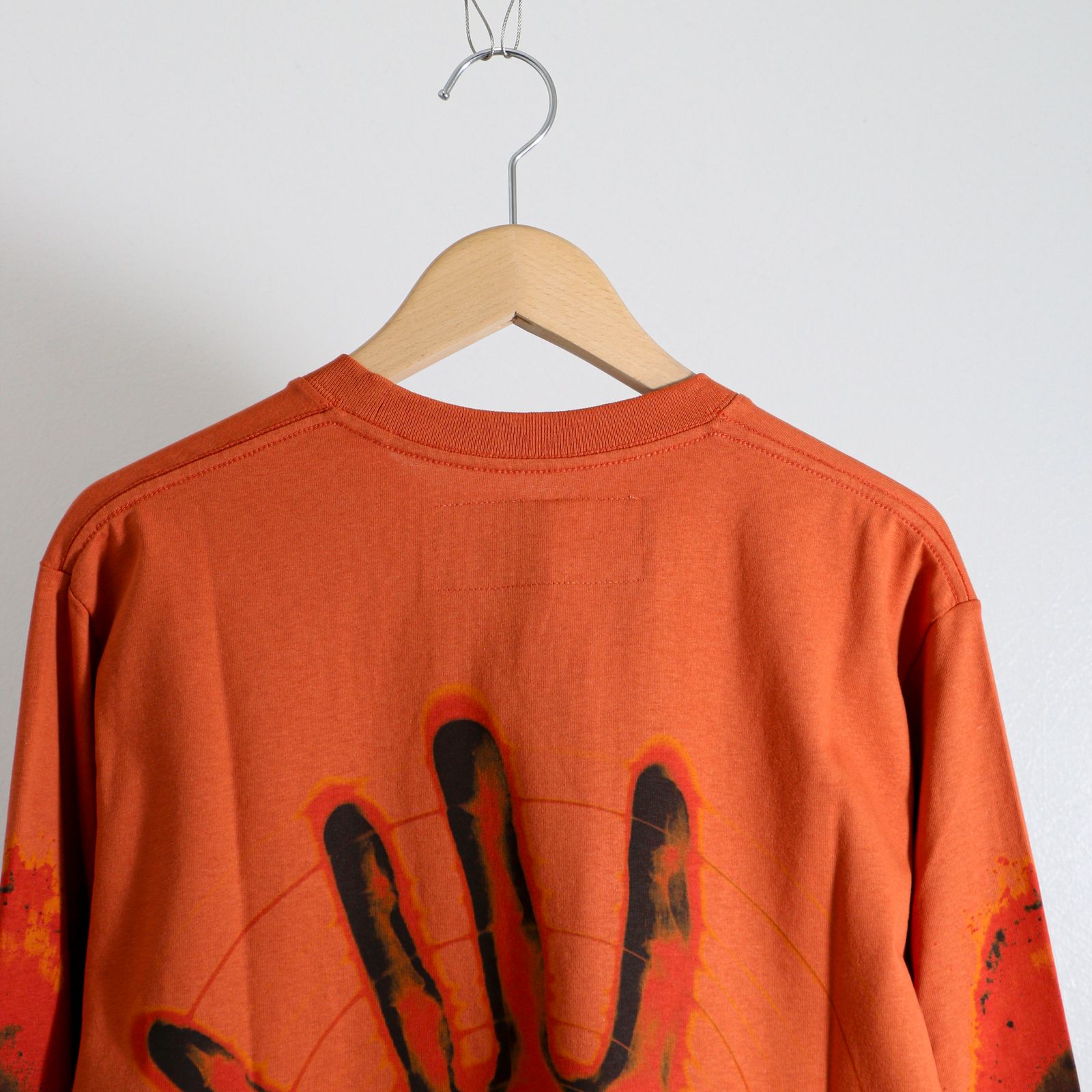 Recycled Cotton LS Tee - Burnt Orange Hand / プリント / ロンスリーブTシャツ - L