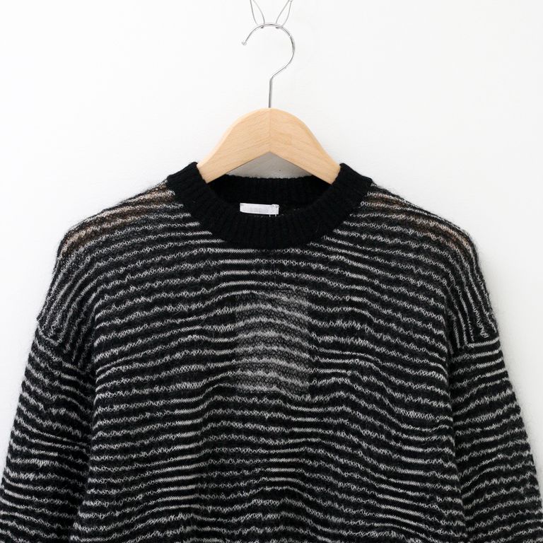 Blanc YM - Crazy Border Mohair Knit / Black / クルーネック  