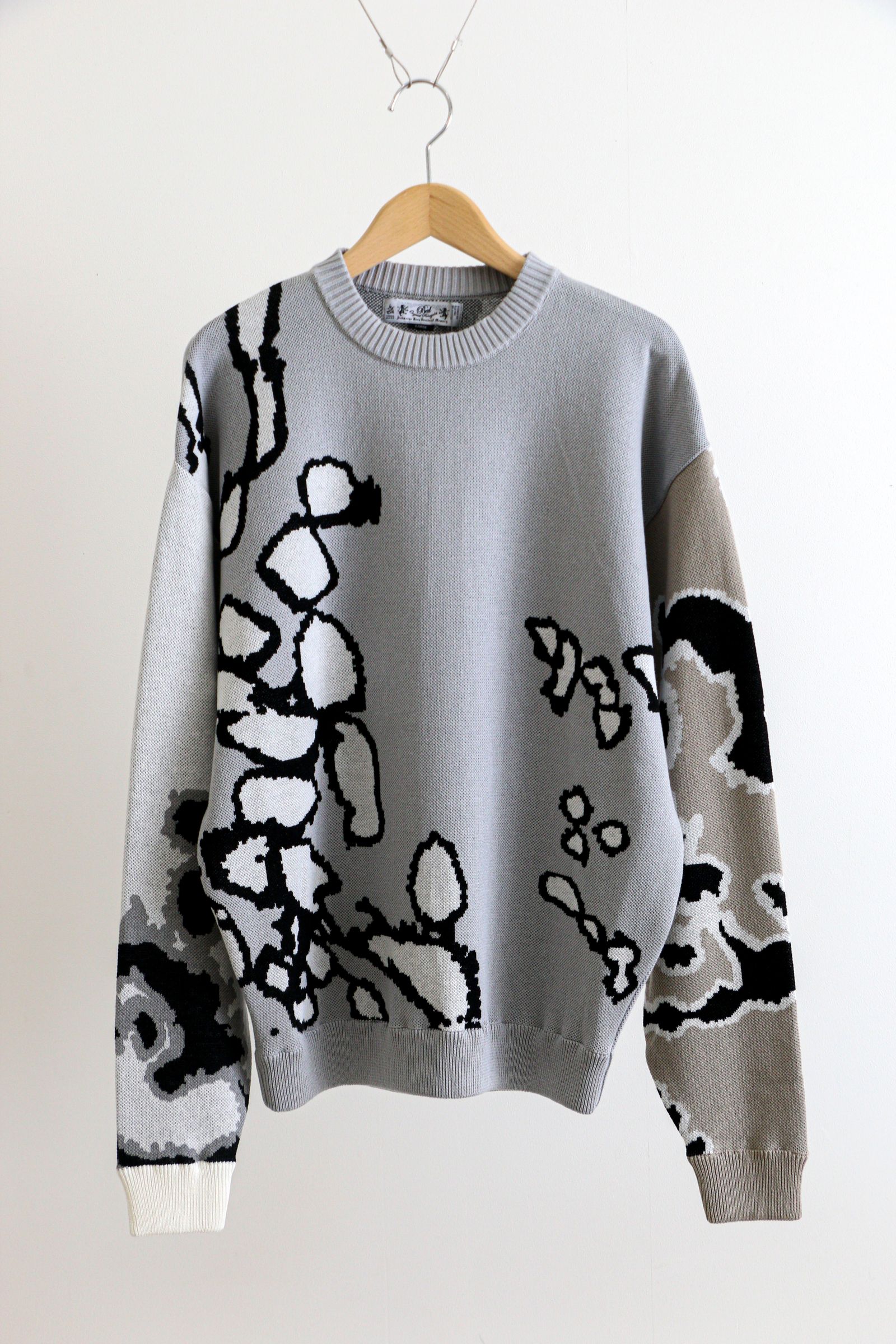 bal - JACQUARD COTTON CREWNECK SWEATER Black / ジャガード