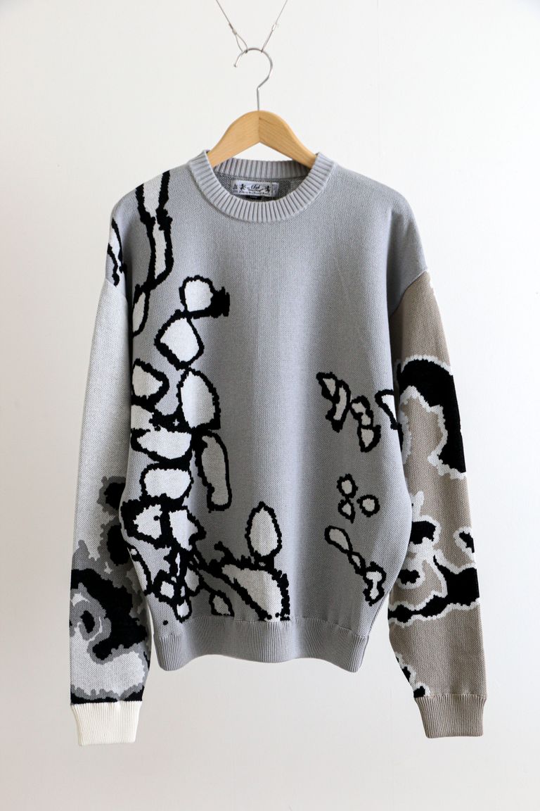 bal - JACQUARD COTTON CREWNECK SWEATER Gray / ジャガード / クルー 