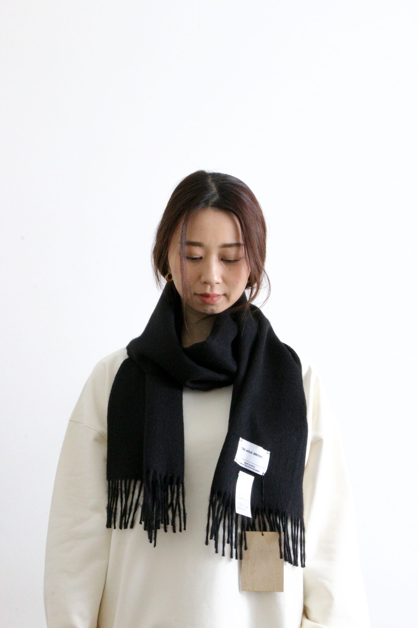 THE INOUE BROTHERS - Check Brushed Scarf Checkered Beige | koko