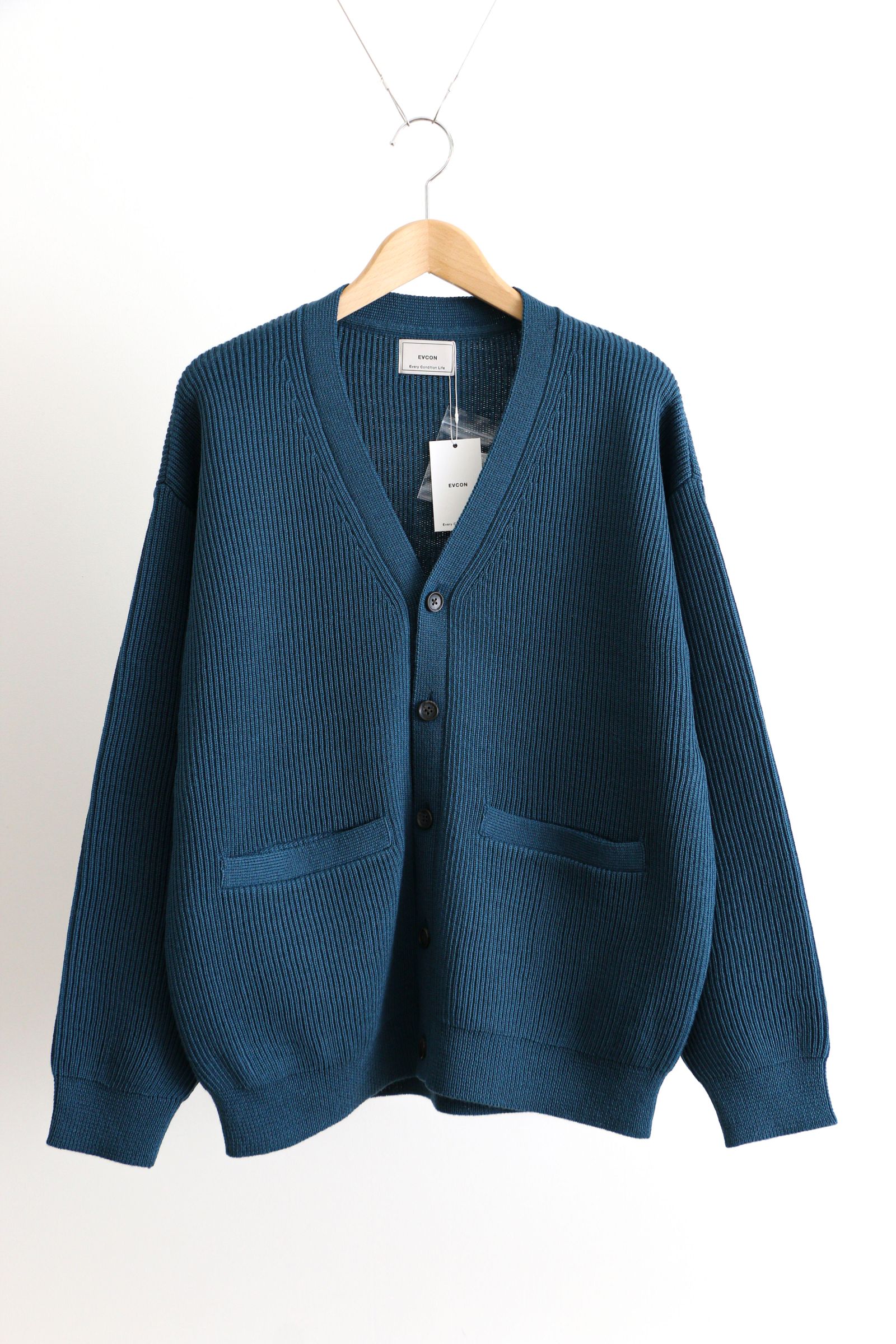 EVCON - Shetland Wool Low Gage Cardigan Green カーディガン / ユニ