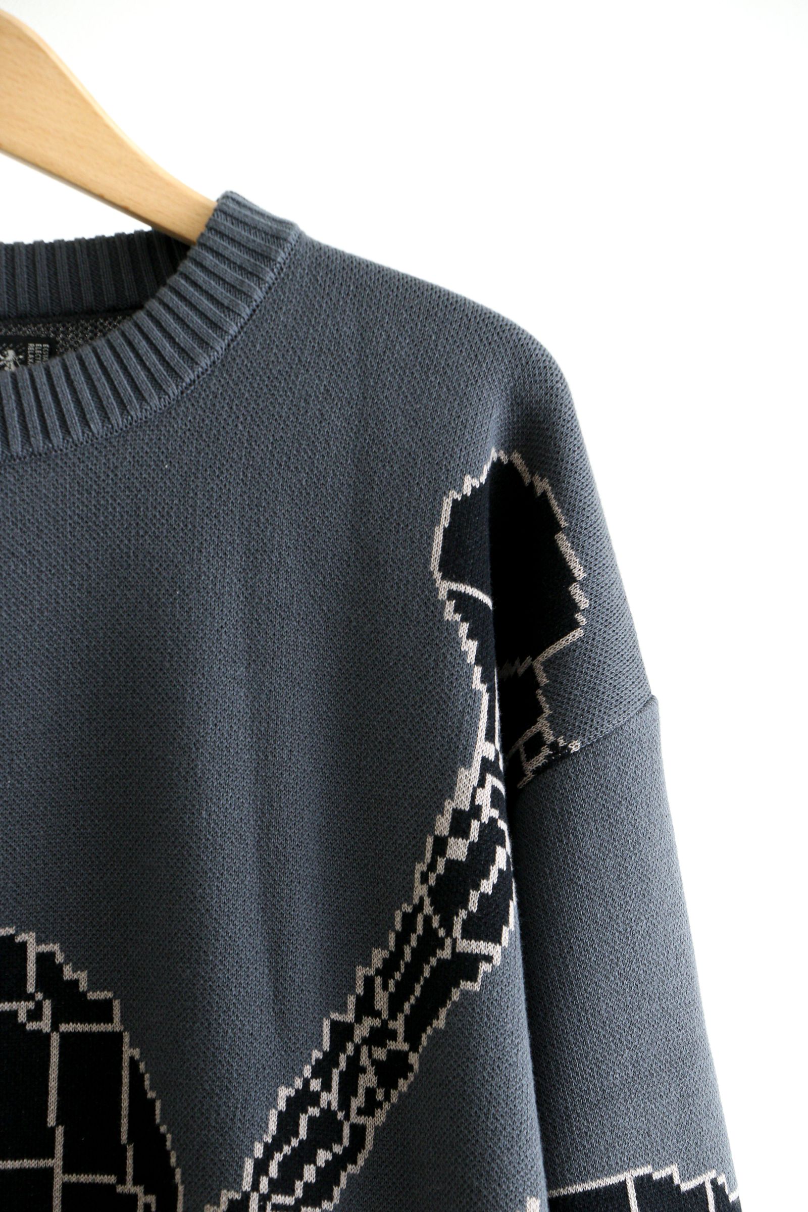 bal - JACQUARD COTTON CREWNECK SWEATER Charcoal / セーター