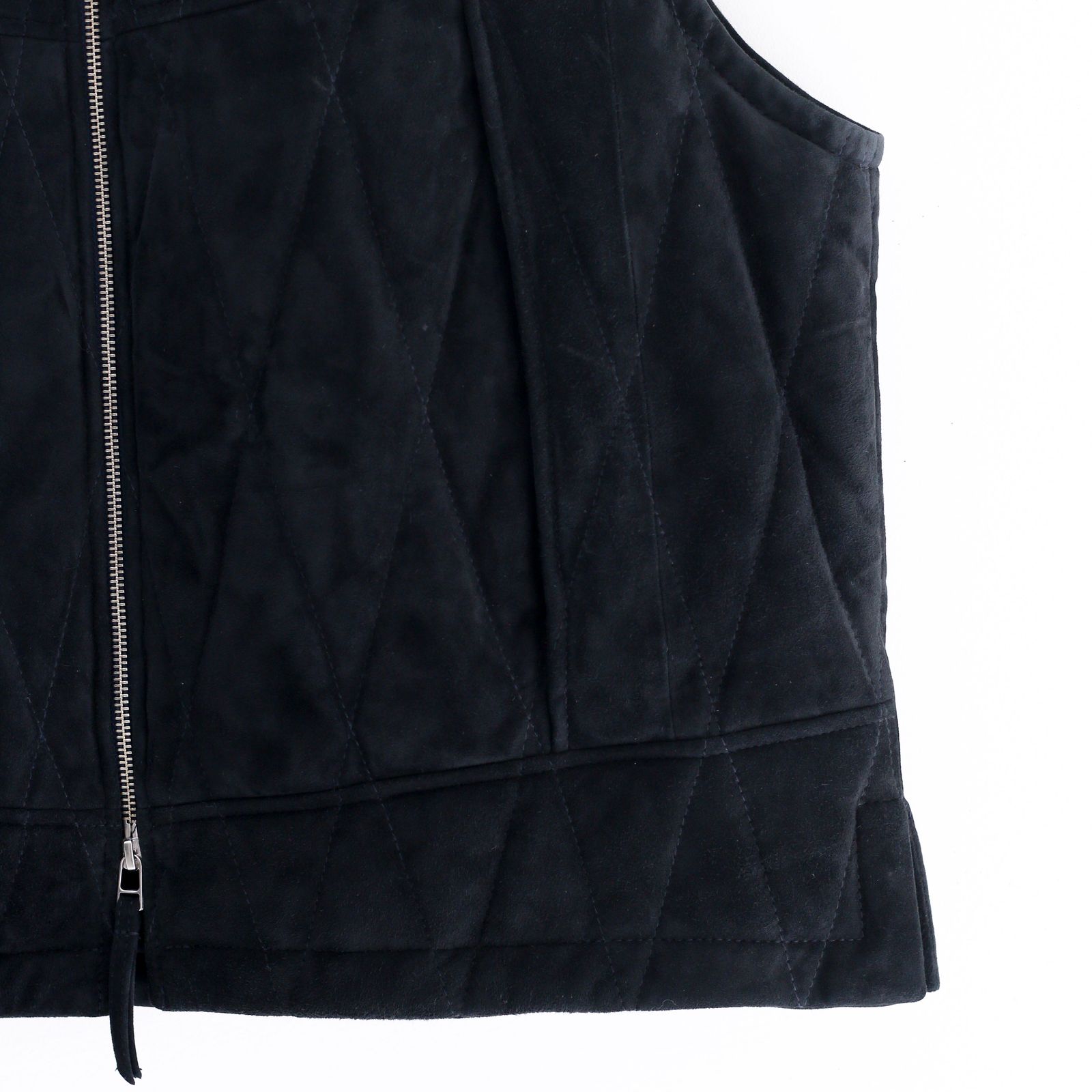 CCU - QUILTED VEST D.NAVY sheep leather / キルティングベスト / シープレザー | koko