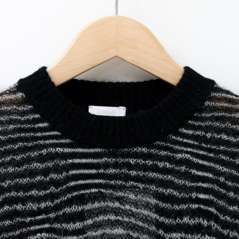Blanc YM - Crazy Border Mohair Knit / Black / クルーネック  