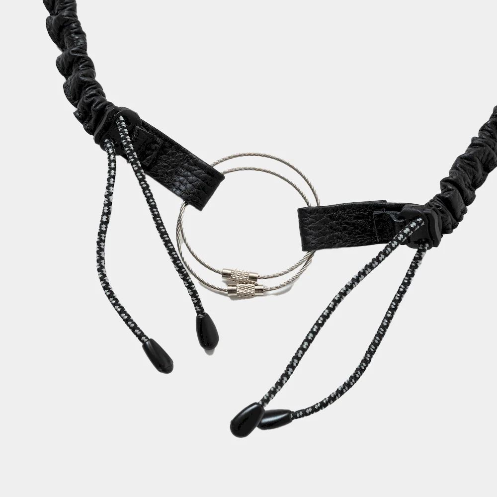 meanswhile - Bungee Leather Neck Strap OFF BLACK / ネック 