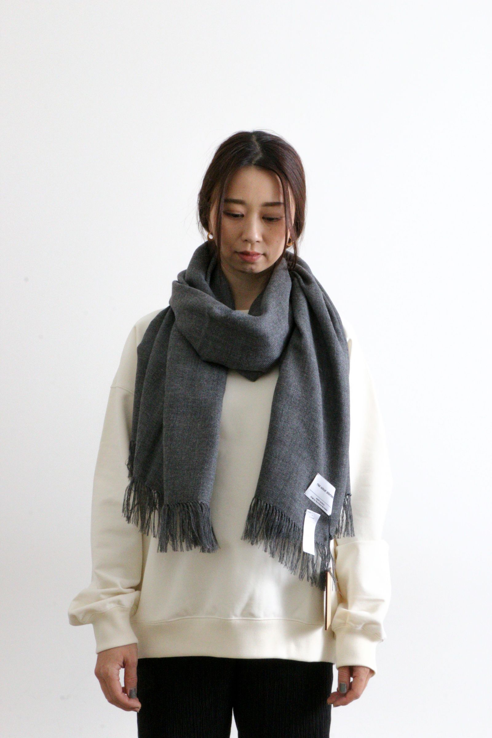 THE INOUE BROTHERS - Non Brushed Large Stole Grey / 大判ストール