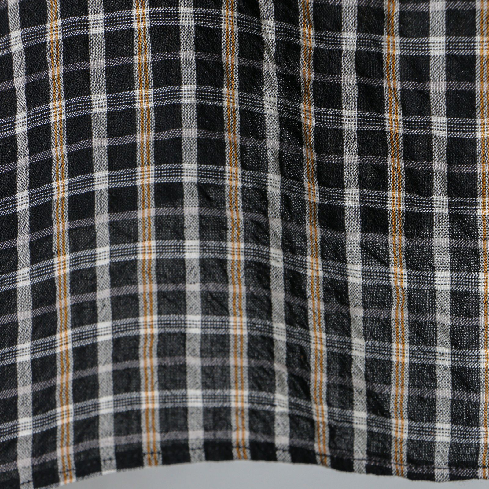 ULTERIOR - W/L CHECKED SKIPPER SHIRT BLACK / ORANGE