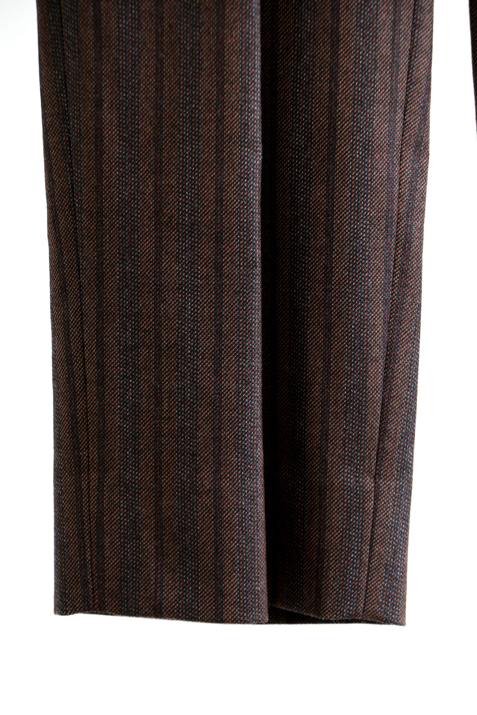 ULTERIOR - STRIPE FLANNEL WIDE TROUSER Brown Stripe | koko