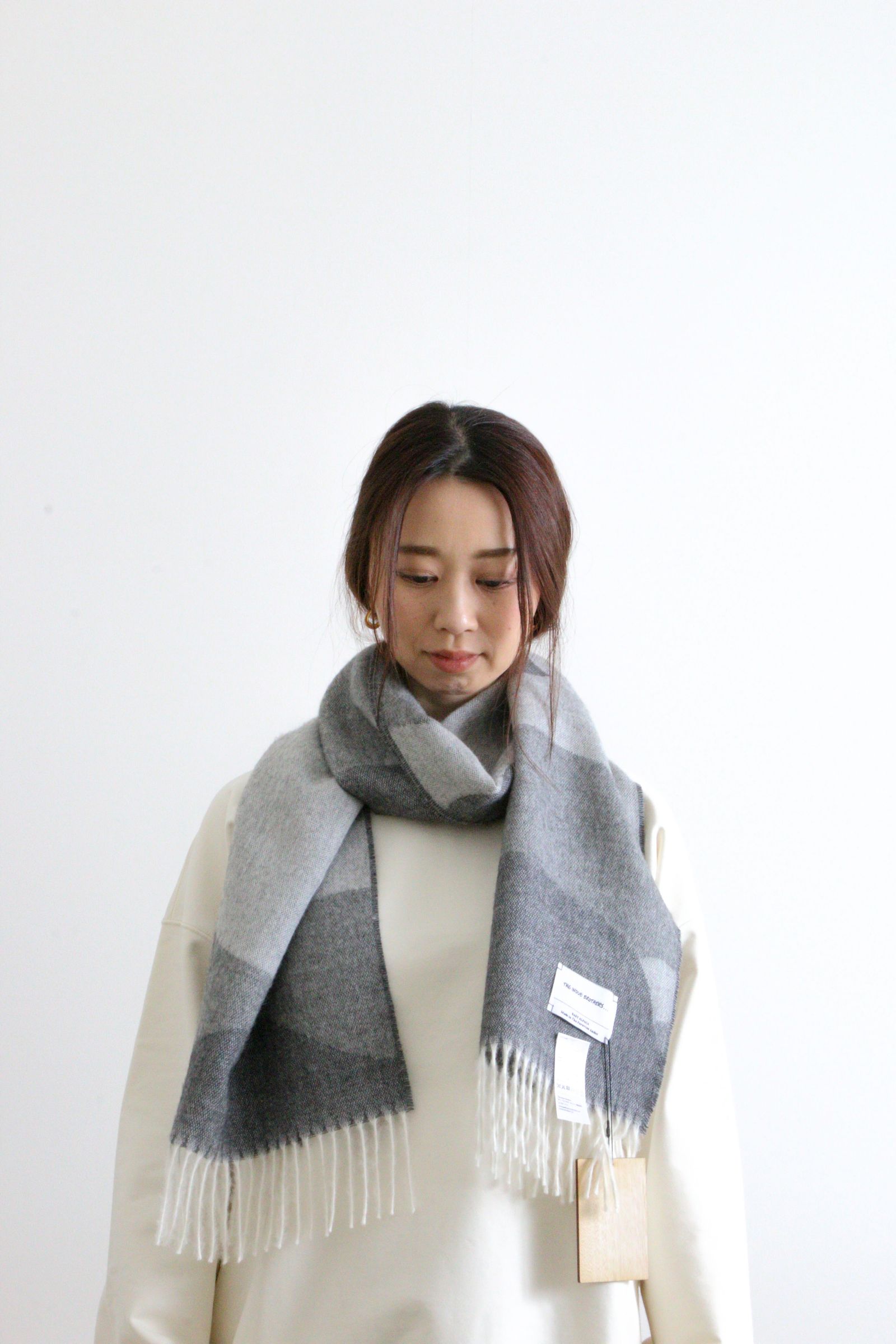 THE INOUE BROTHERS - Check Brushed Scarf Checkered Beige | koko