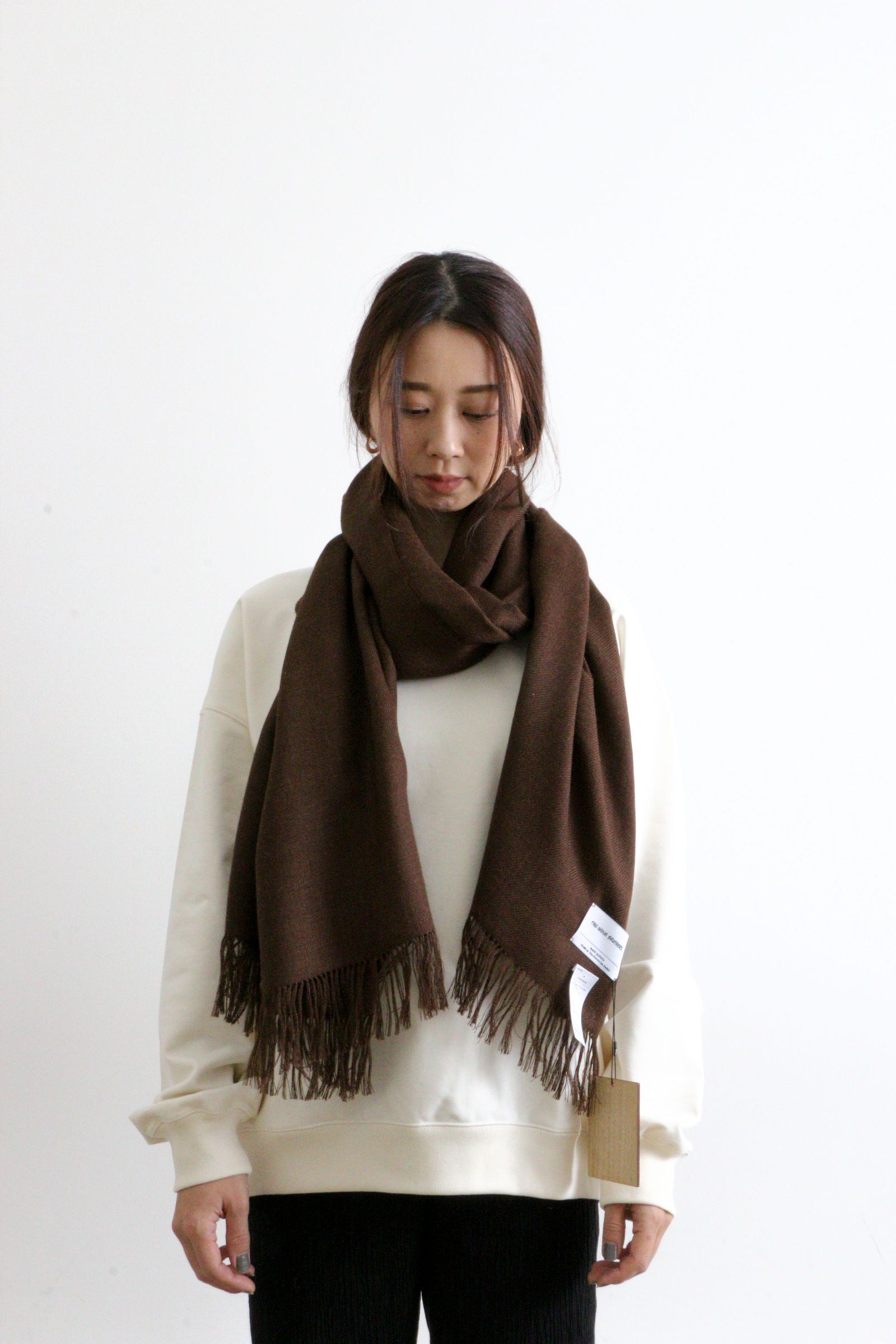 THE INOUE BROTHERS - Non Brushed Large Stole Brown / 大判ストール